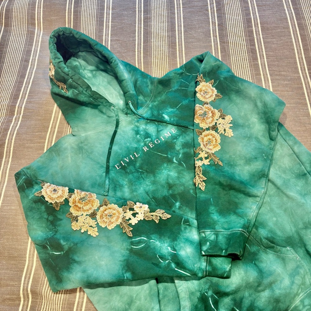 RARE Aqua Marble Civil Regime Tie-Dye Hoodie